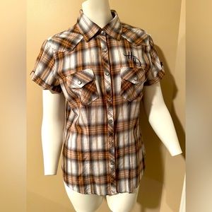 Women’s Harley-Davidson Snap Button Down Shirt | Fun Fall Colors | Size M